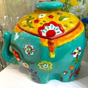 World market Bohemian Elephant Cookie Jar - new